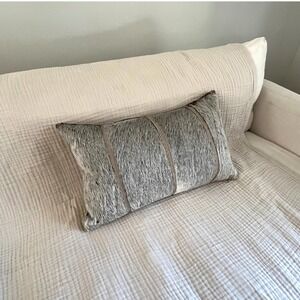 Arhaus Channel-Stitch Real Hide Lumbar Pillow Cover & Down Pillow Insert